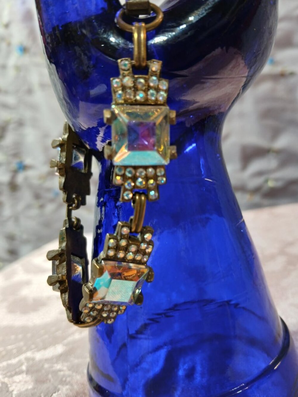 Banana Bob Vintage bracelet beautiful crytals on antique brass never worn